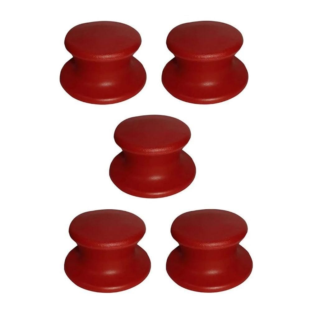 Kit 5 Pegador Puxador Tampa Vidro E Ferro Panela Vermelho