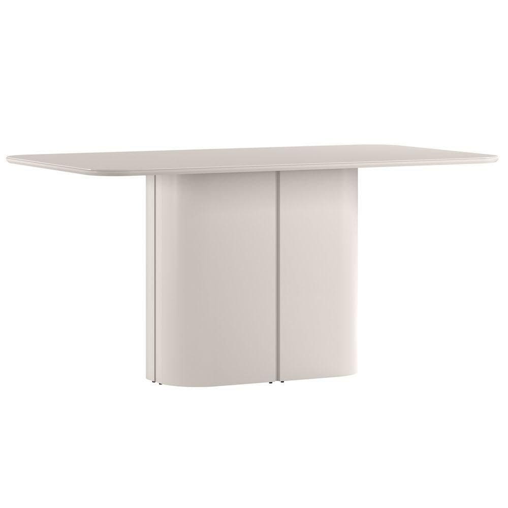 Mesa De Jantar Para 8 Lugares 180cm Tampo Mdf Com Vidro Serena Off White - New Ceval