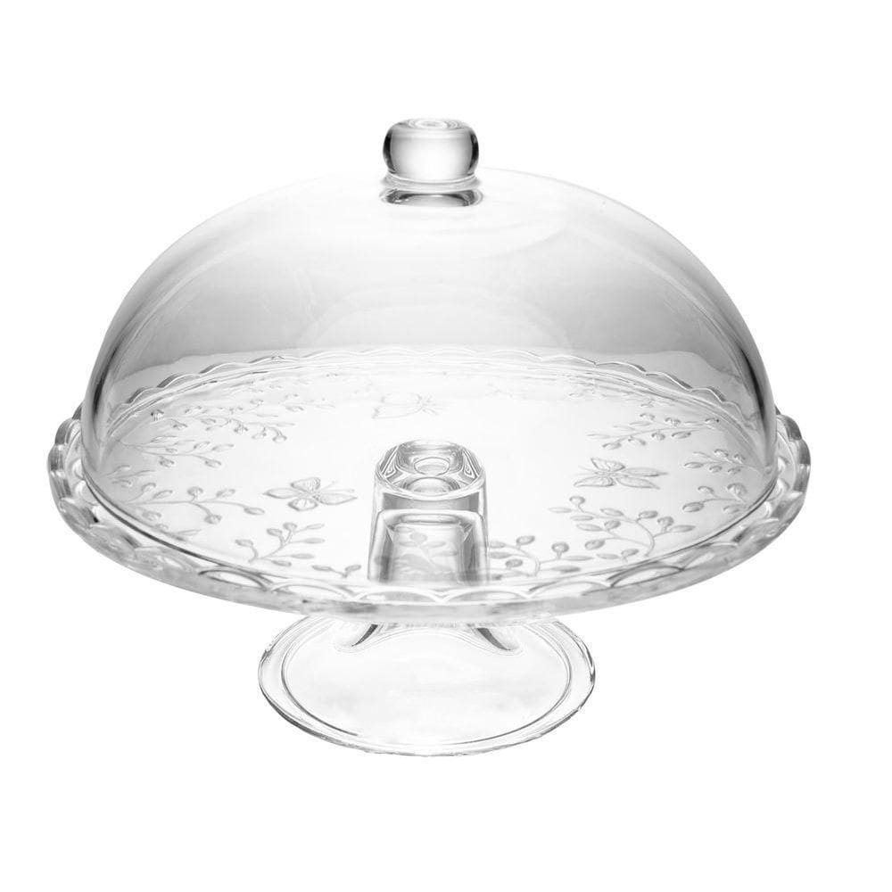 Boleira De Cristal Com Pé E Tampa New Butterfly 30 Cm Lyor