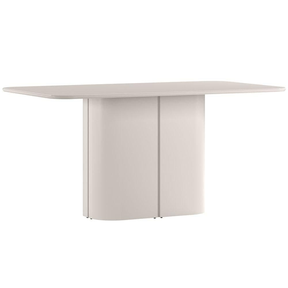 Mesa De Jantar Para 6 Lugares 160cm Tampo Mdf Com Vidro Serena Off White- New Ceval