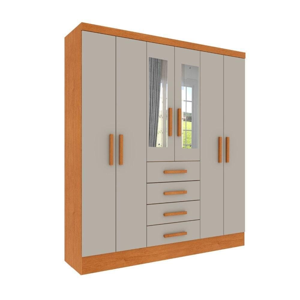 Roupeiro Arizona Com Espelho 6 Portas Tcil Cinamomo-off