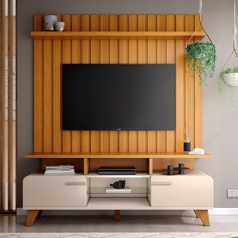 Painel 60 Pol 160cm E Bancada Essenza Cinamomo/off - Hb Móveis