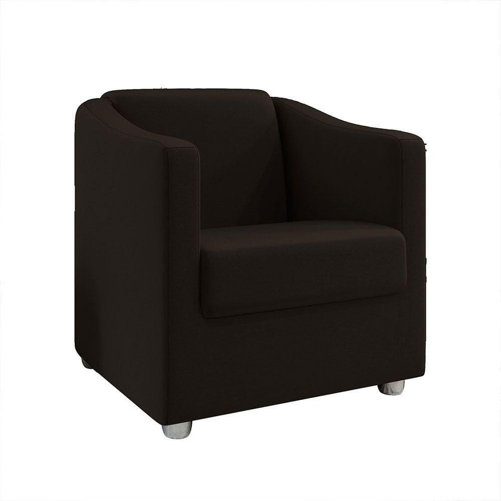 Poltrona Decorativa Tilla Suede Pés Cromado Marrom