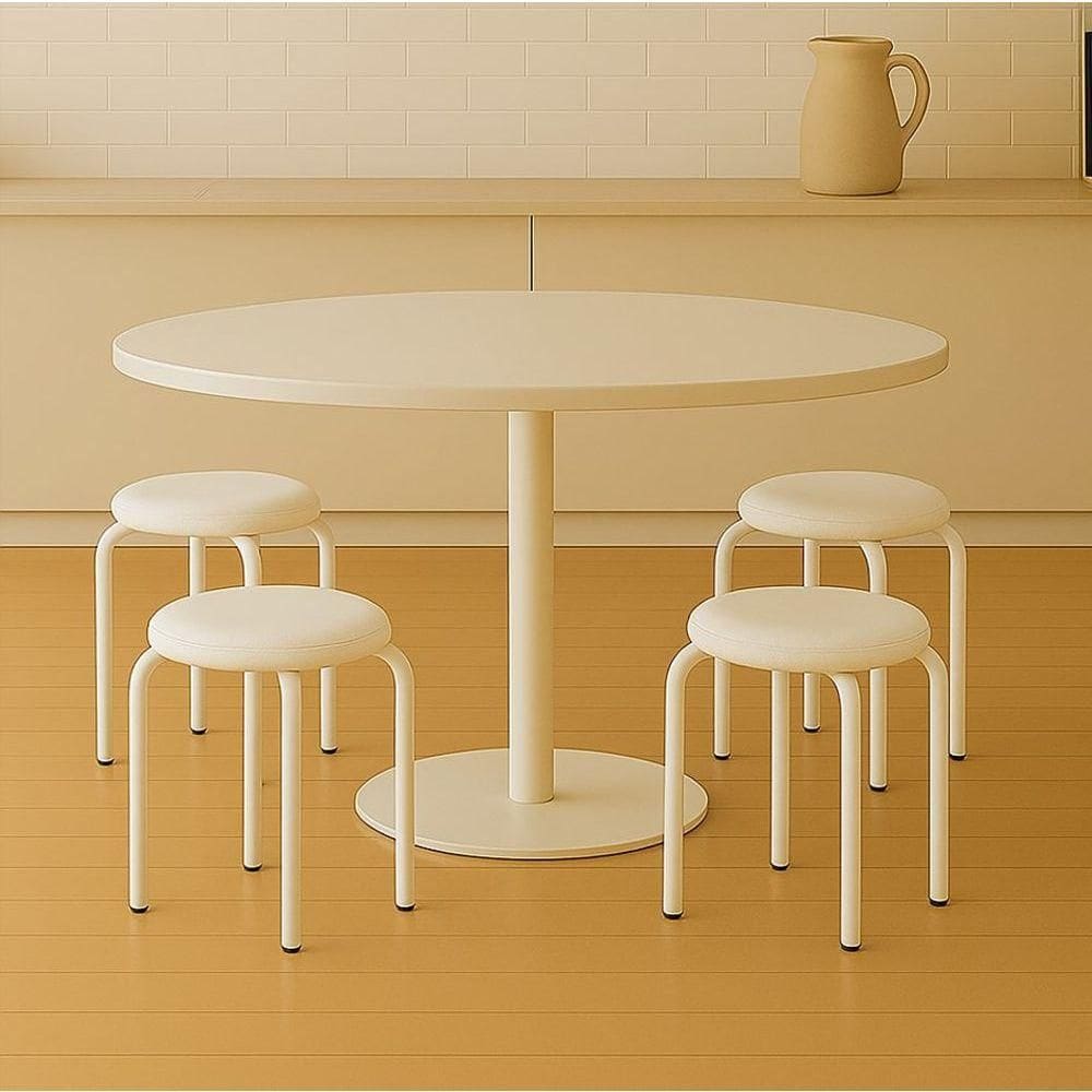 Banqueta Cozinha Baixa Empilhável Industrial Kit 4 Jully D03 - D`rossi Branco