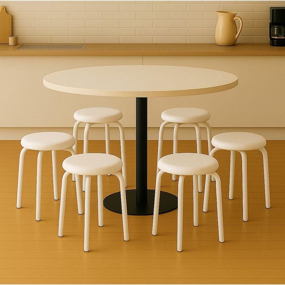 Banqueta Cozinha Baixa Empilhável Industrial Kit 6 Jully D03 - D`rossi Preto