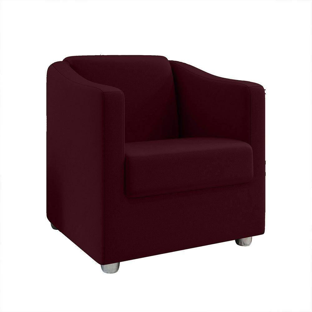 Poltrona Decorativa Tilla Suede Pés Cromado Marsala