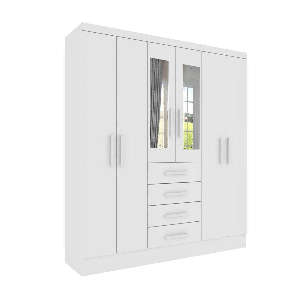 Roupeiro Arizona Com Espelho 6 Portas Tcil neve