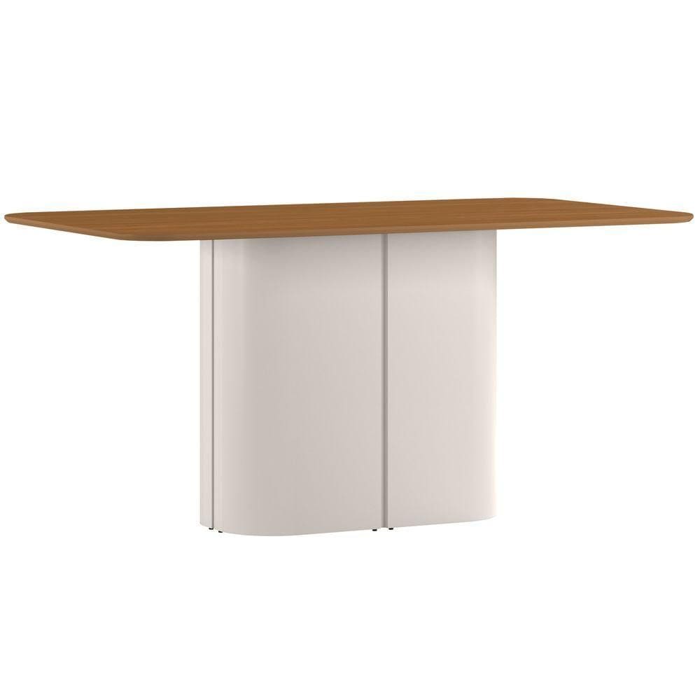 Mesa De Jantar Para 6 Lugares 160cm Tampo Em Mdf Serena Off White/ypê - New Ceval