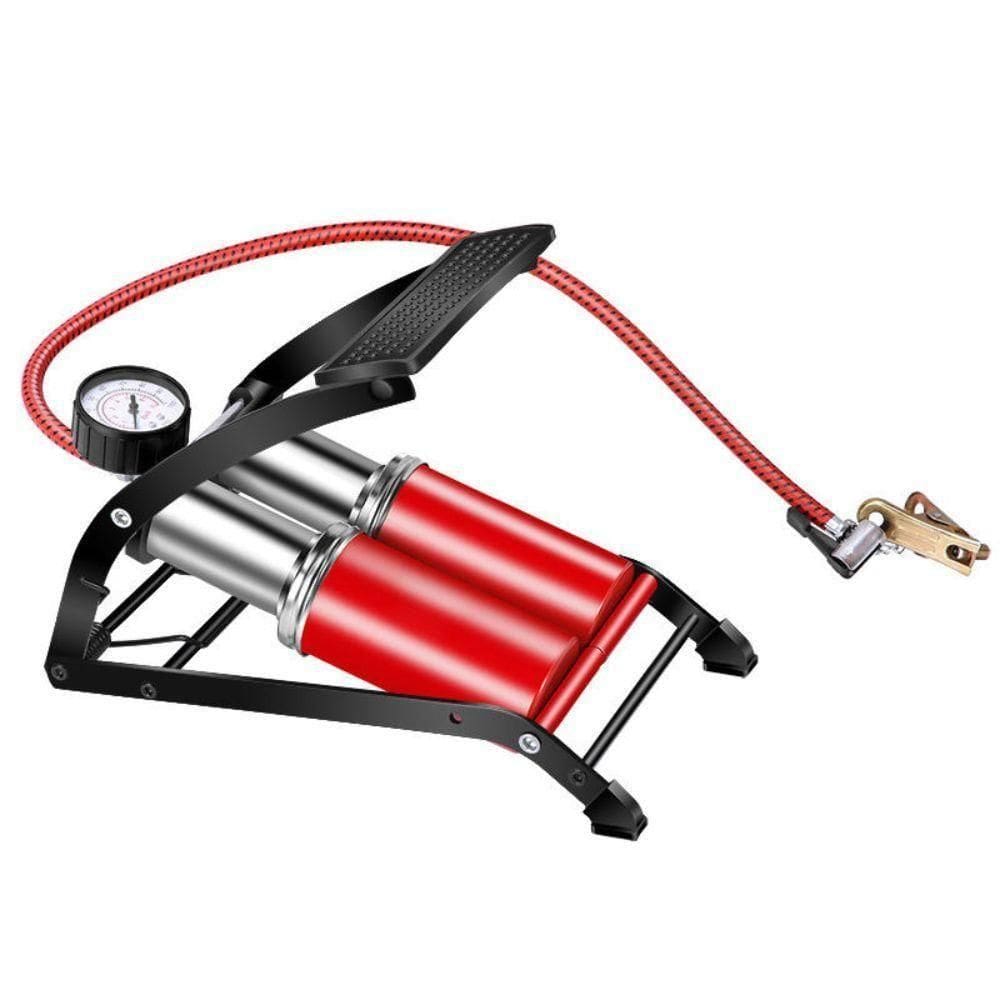 Bomba Ar Dupla Alta Pressao Manometro Compressor Pedal Inflador Encher Bola Boia Colchao Inflavel Calibrar Pneu Bike Bic