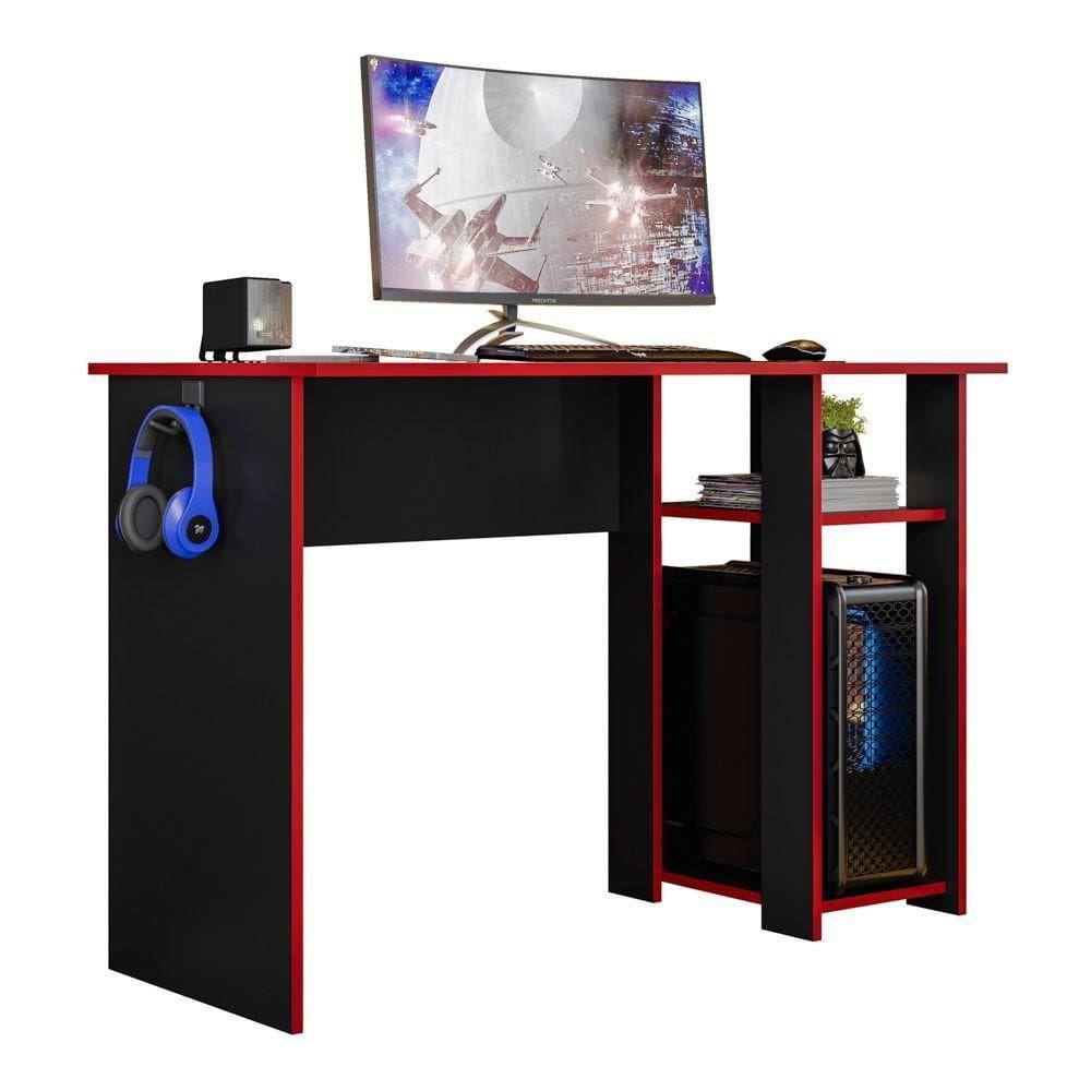 Mesa Para Computador Dmx-500 108cm Pc Gamer Setup Preto Vermelho - Abmaza