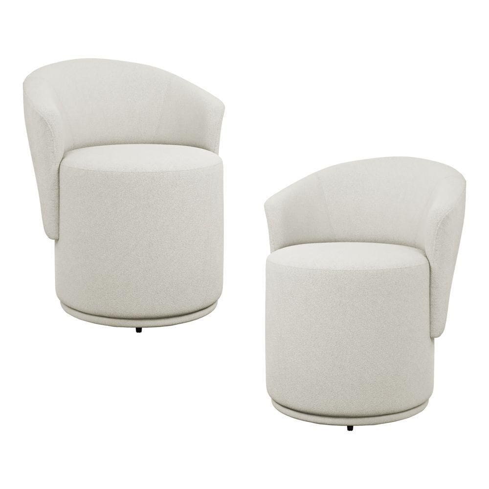 Kit 02 Poltronas Orgânicas Living Mavi Fixa Bouclê Creme - Abmaza