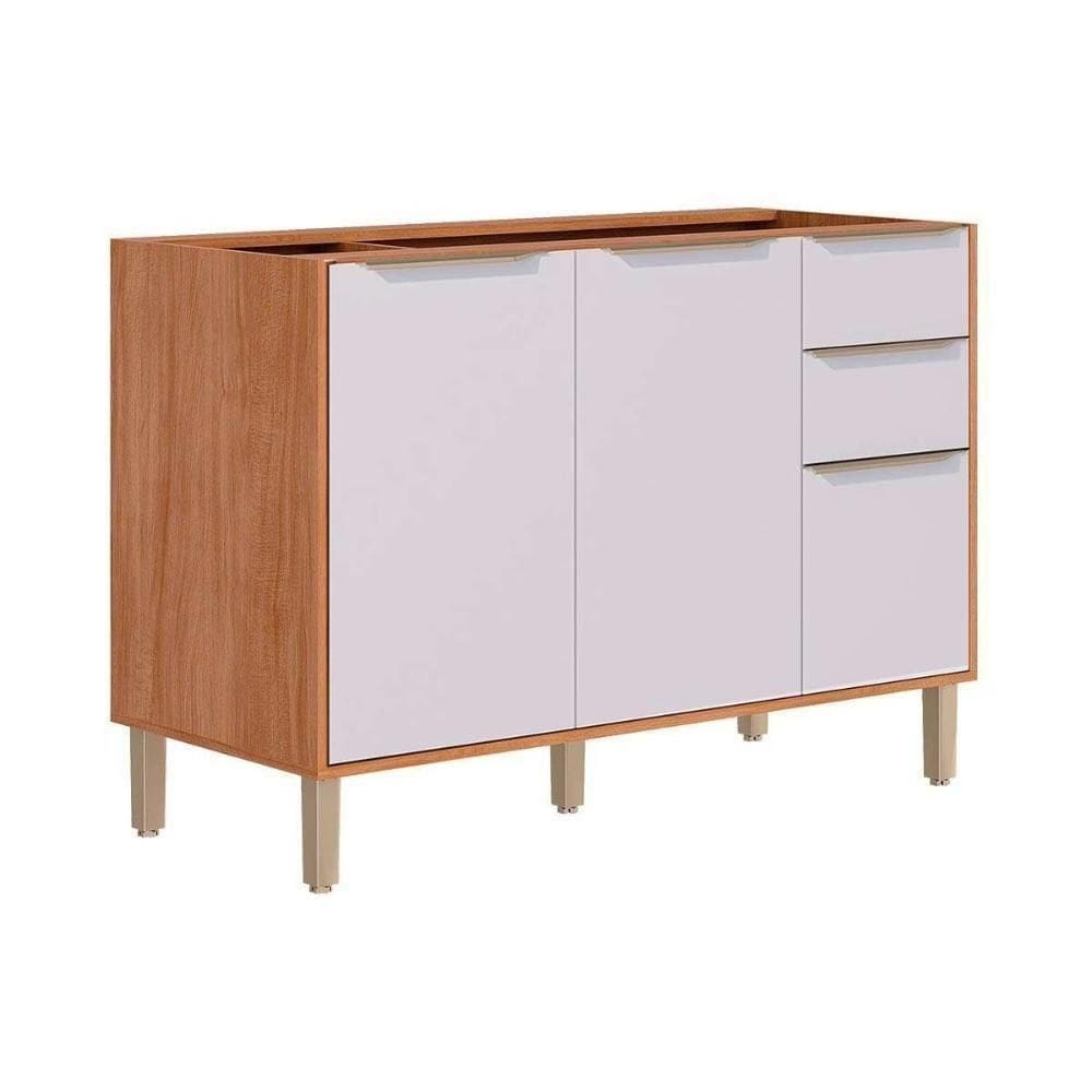 Balcão De Cozinha Celeste C- 3 Portas E 2 Gavetas S-tampo 120cm Cinamomo-off White - Mgm