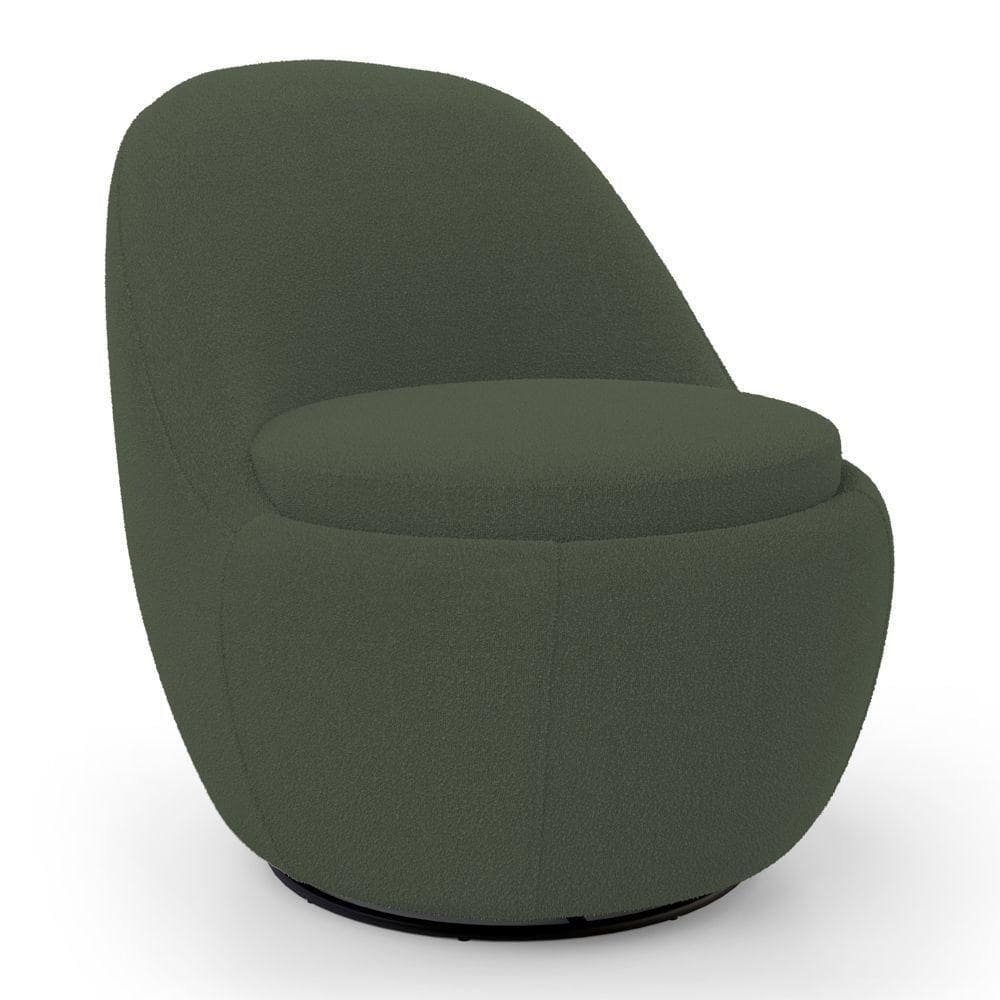 Poltrona Orgânica Living Memphis Base Giratória Bouclê Verde Musgo - Abmaza