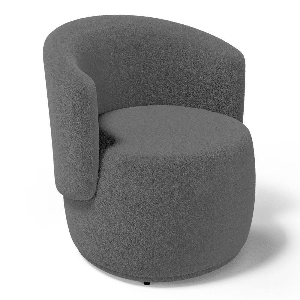 Poltrona Decorativa Aisha Orgânica Bouclê Cinza Escuro - Abmaza