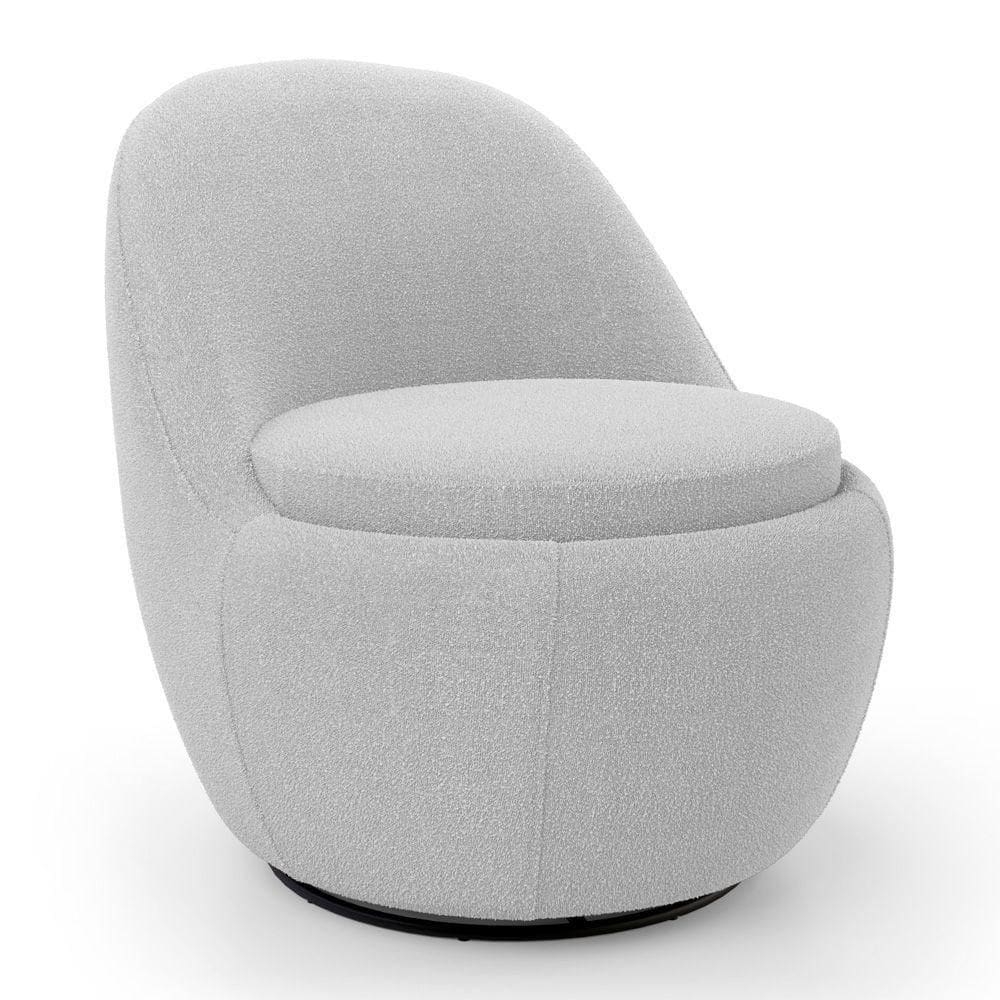 Poltrona Orgânica Living Memphis Base Giratória Bouclê Cinza Claro - Abmaza