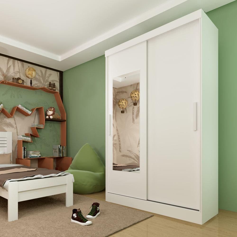 Guarda Roupa Firenze Portas Flex Com Espelho Tcil Cor:neve