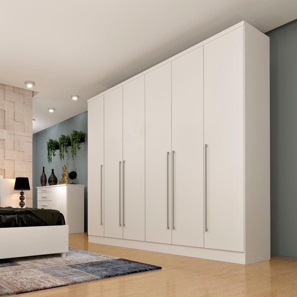 Guarda Roupa Sevilla Casal 6 Portas 8 Gavetas Tcil Neve