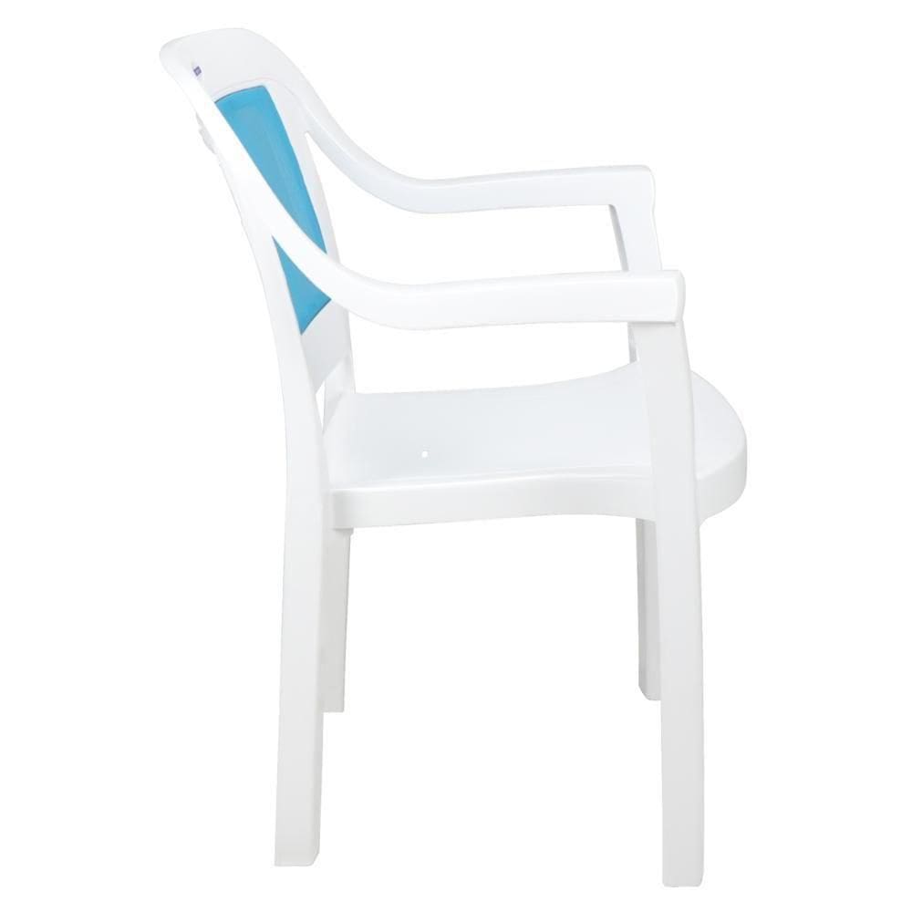 Cadeira Tramontina Miami Em Polipropileno Branco Tela Azul