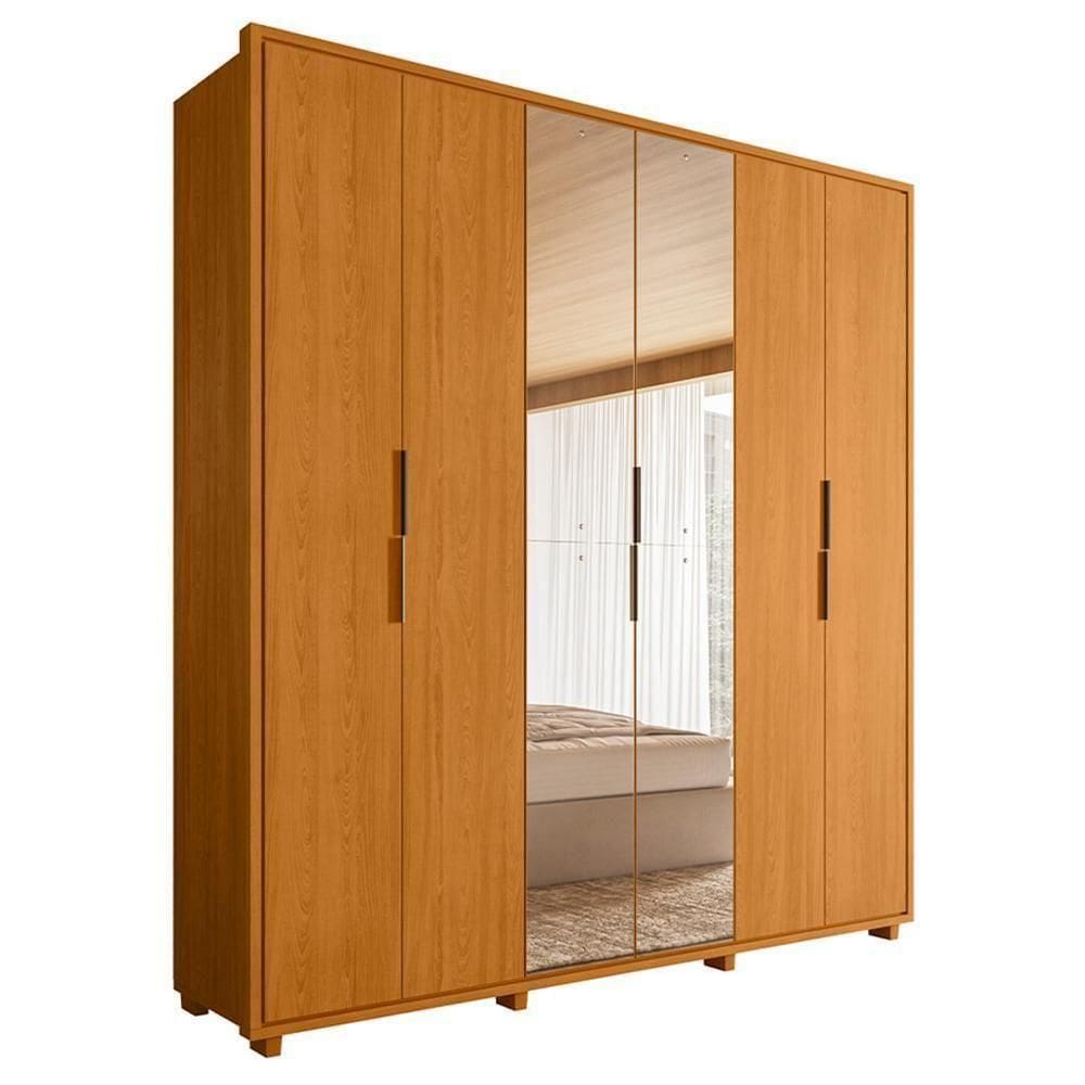 Guarda Roupa Casal Matisse 6 Portas Cinamomo Com Espelho - Madetec Cinamomo