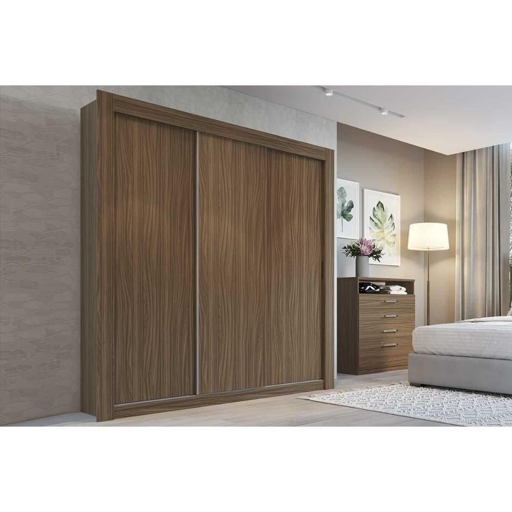 Guarda Roupa Casal 3 Portas De Correr E 2 Gavetas Ph 1681 Nogueira - Herval