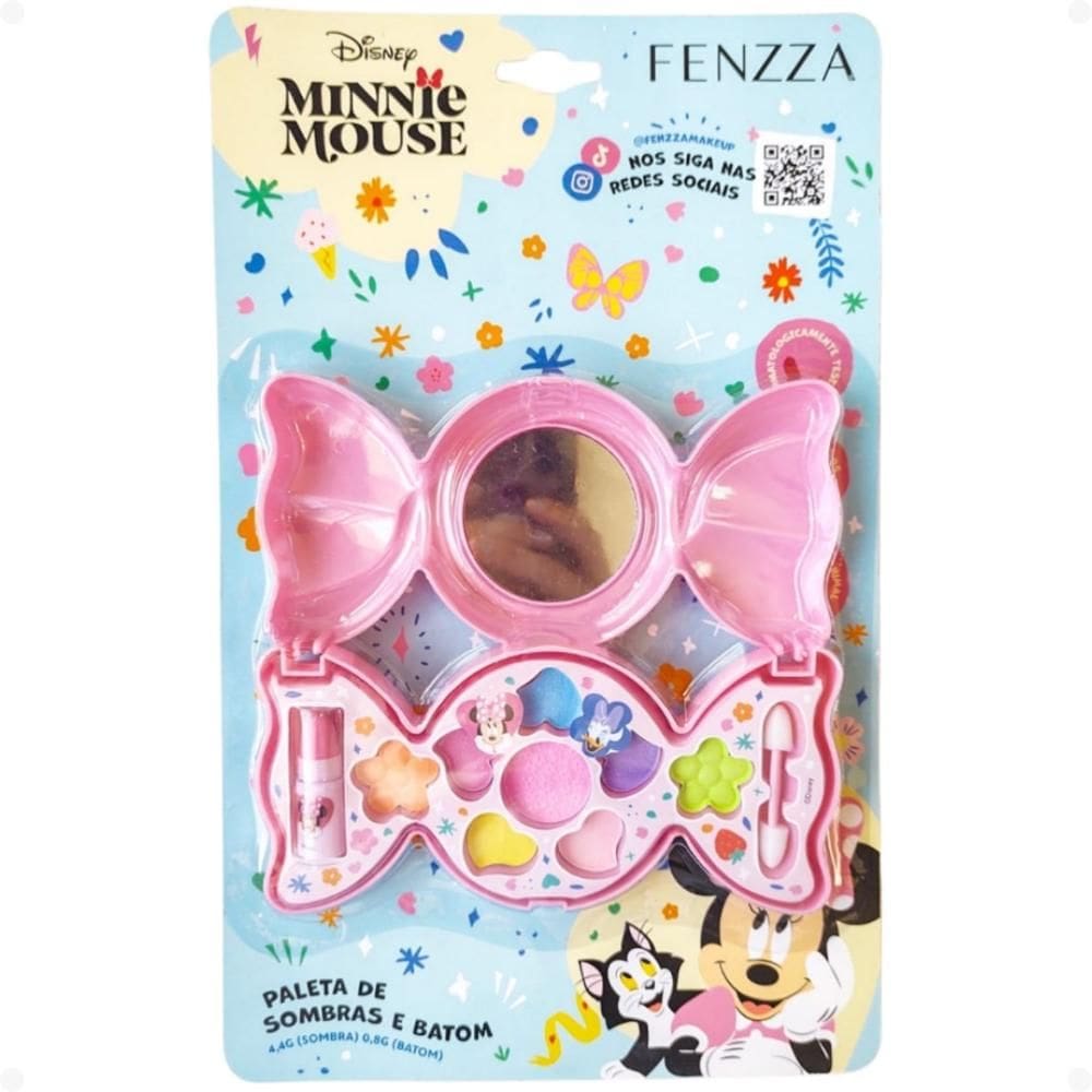 Kit Fenzza Disney Minnie Mouse: Paleta de Sombras e Batom Ref. DIS052
