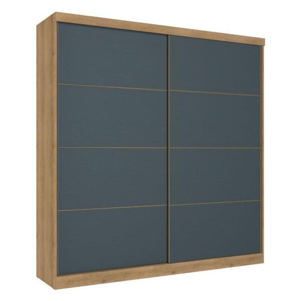 Guarda Roupa Casal Malaga 2 Portas Capuccino Azul Acetinado - Thb