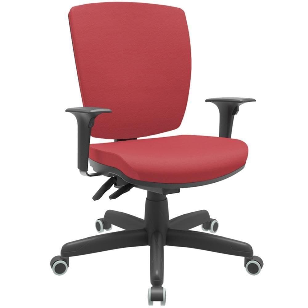 Cadeira De Escritório Diretor Office Base Giratória Preto Alta Flexi P03 Vinil Vermelho-Lyam
