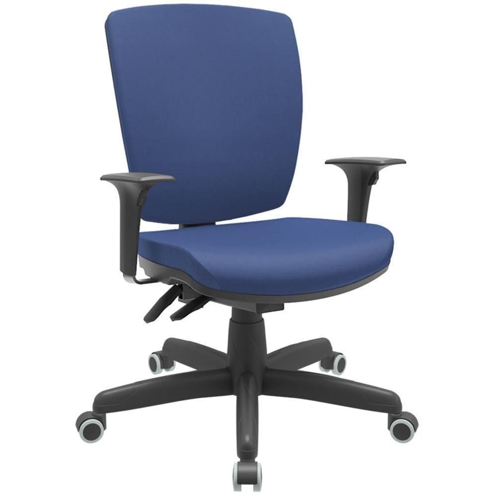 Cadeira De Escritório Diretor Office Base Giratória Preto Alta Flexi P03 Vinil Azul-Lyam