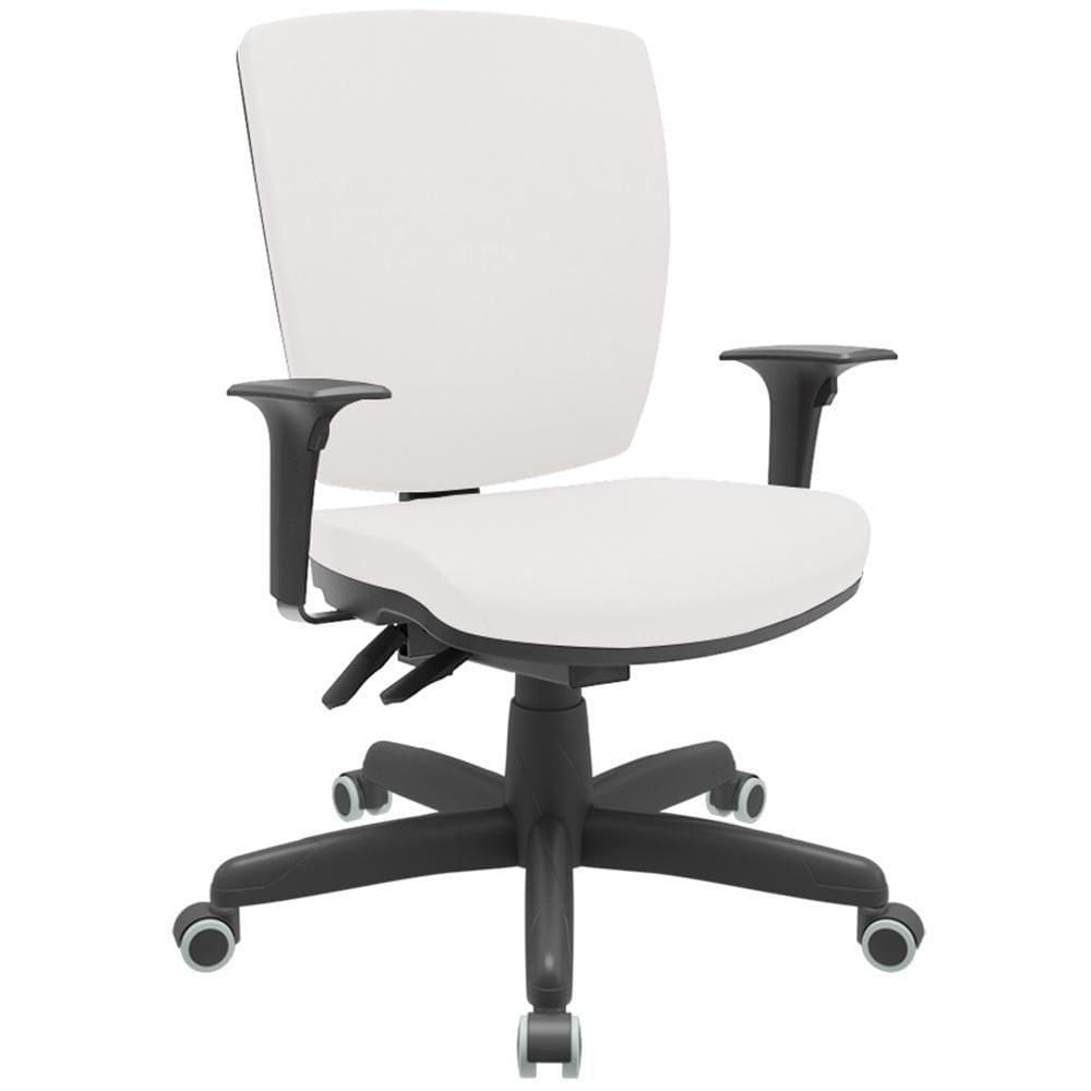 Cadeira De Escritório Diretor Office Base Giratória Preto Alta Flexi P03 Vinil Branco-Lyam