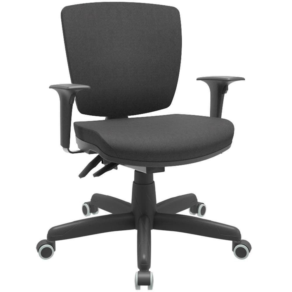 Cadeira De Escritório Executiva Office Base Giratória Preto Baixa Flexi P03 Poliéster Preto -Lyam