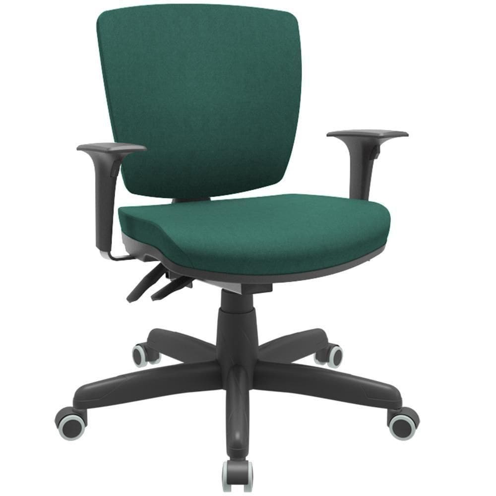 Cadeira De Escritório Executiva Office Base Giratória Preto Baixa Flexi P03 Poliéster Verde -Lyam