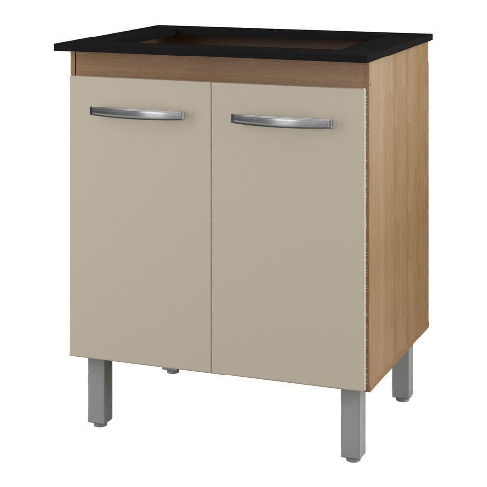 Balcão Para Cooktop Jady 70cm 02 Portas Com Tampo Recortado Savana Off White - Abmaza