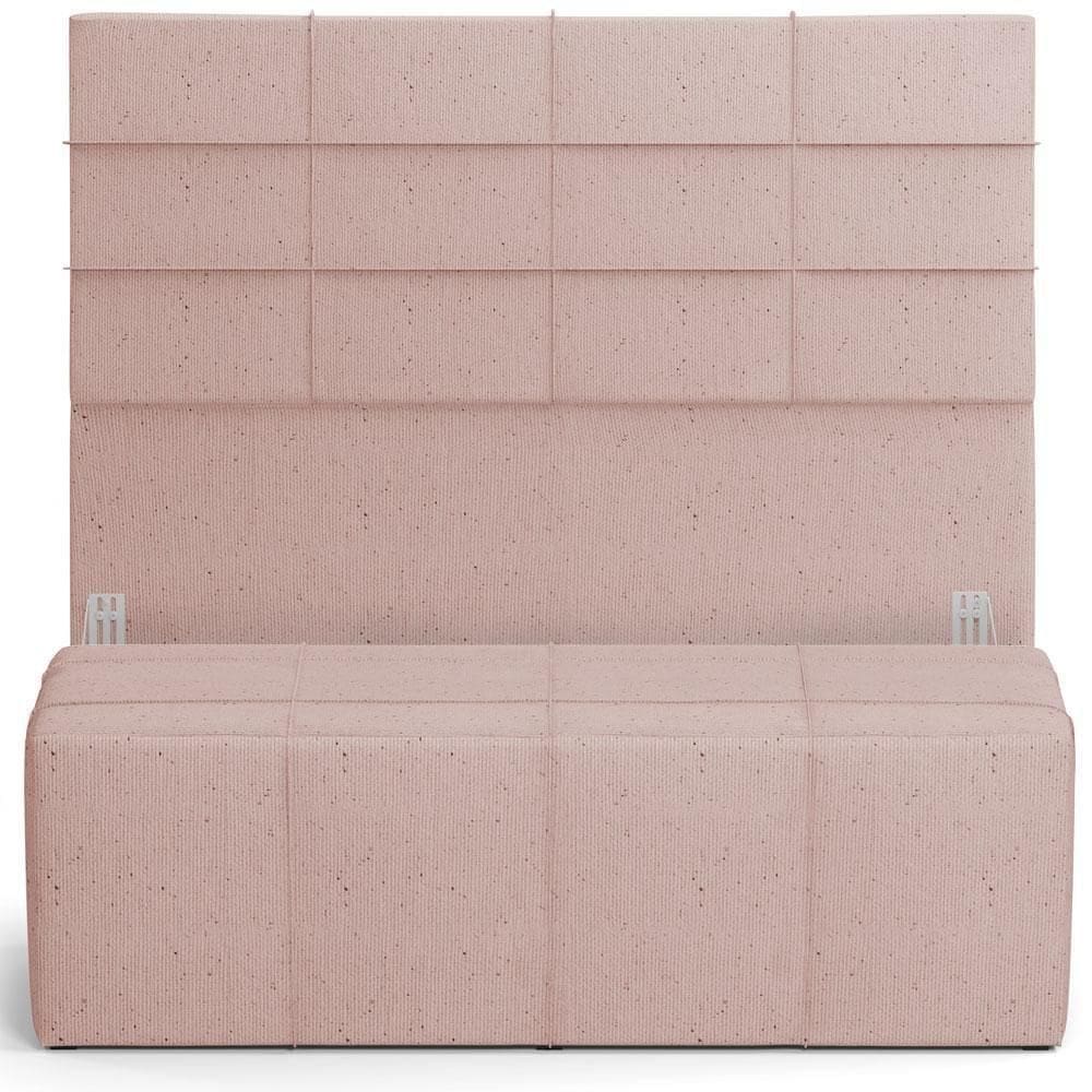 Kit Cabeceira Cama Box Casal 140cm Com Calçadeira Roma W01 Linho Rosê - Lyam