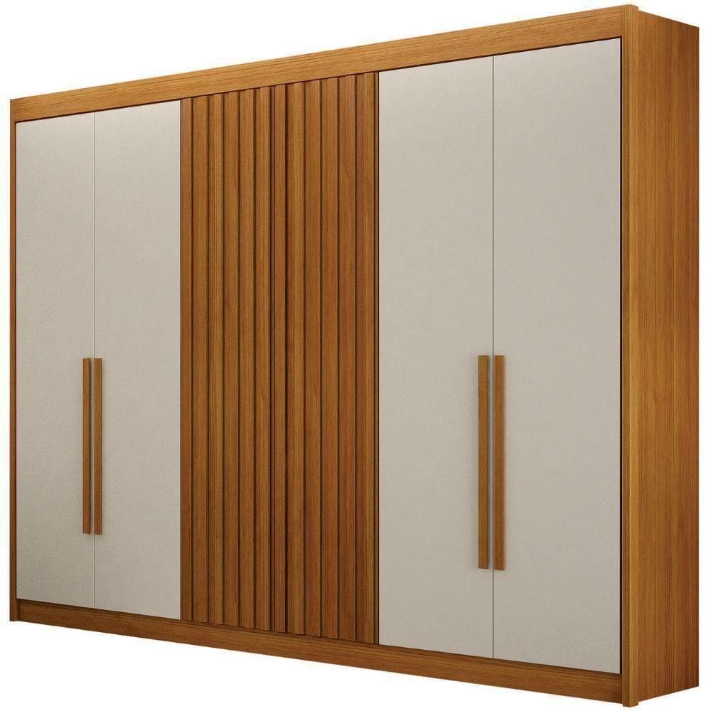 Guarda Roupa Diamante Ripado Cinamomo Off White 6 Portas 6 Gavetas Leifer Móveis