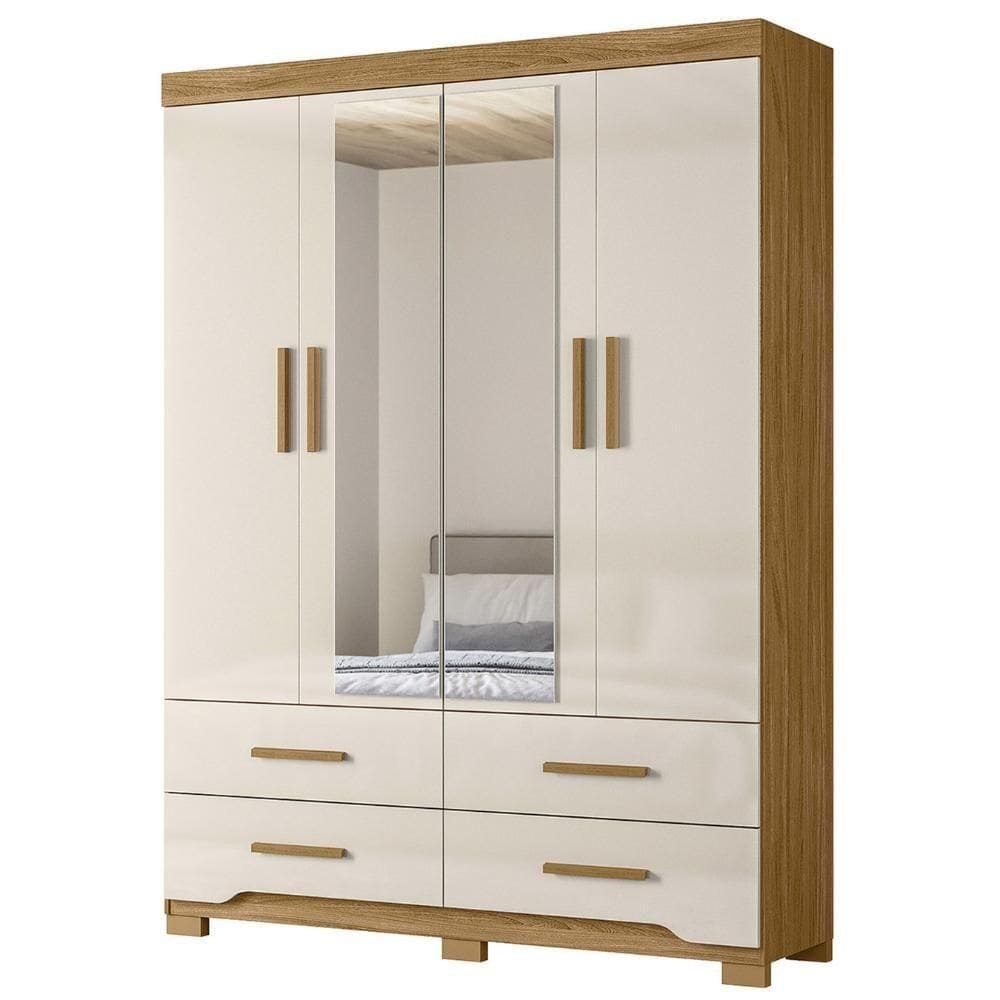 Guarda Roupa Casal 160cm Com Espelho Cancum Freijó/off Z17 - Mpozenato