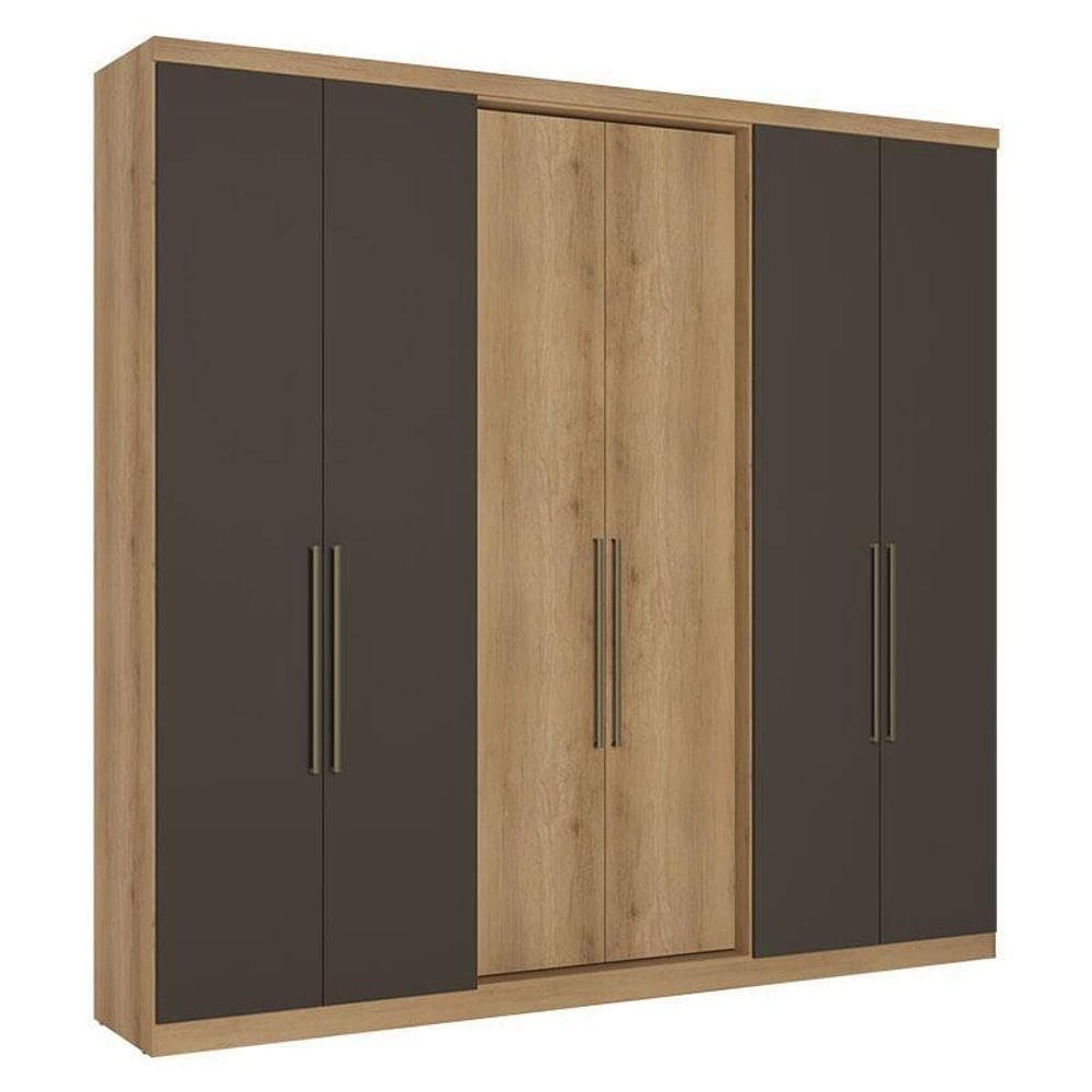 Guarda Roupa Casal Passione Ultra 6 Portas Capuccino Cacau Acetinado - Thb