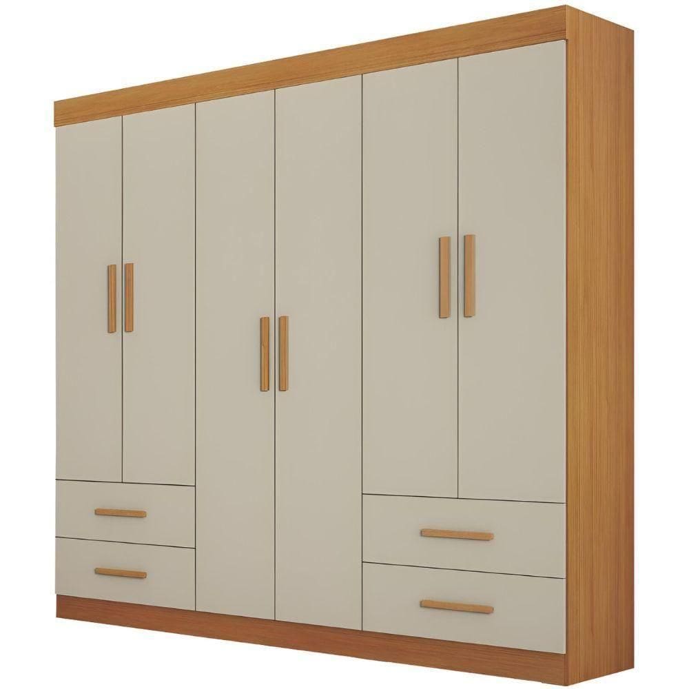 Guarda Roupa Recife Cinamomo Off White 6 Portas 4 Gavetas Leifer Móveis