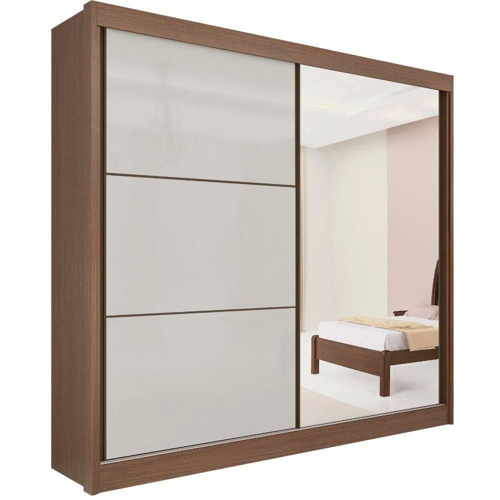 Guarda Roupa Titanium Castanho Off White 2 Portas 6 Gavetas D?doro