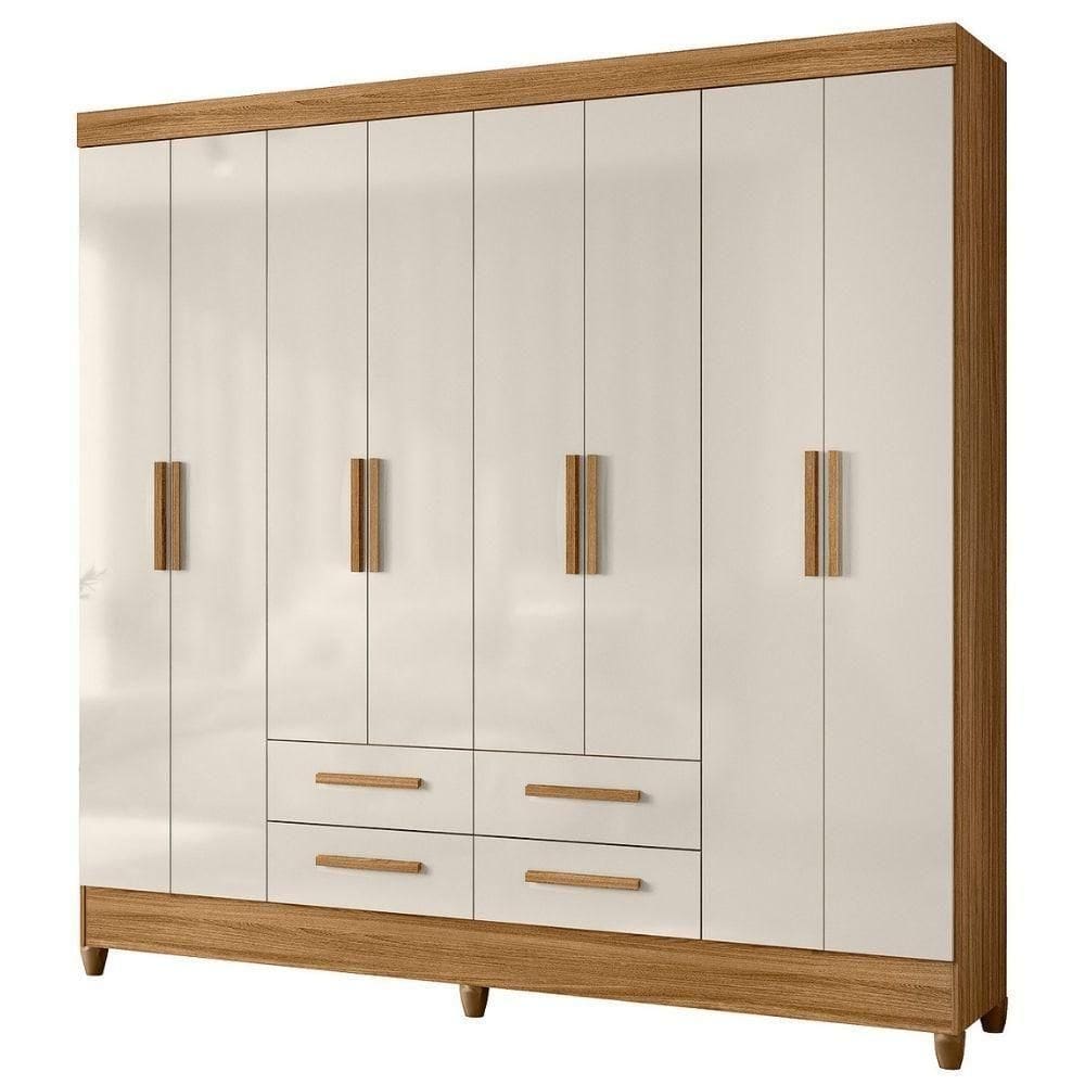 Guarda Roupa Casal 8 Portas 204 Cm Florida Freijo Off White Moval