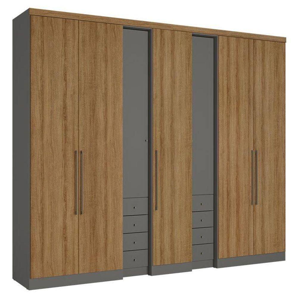 Guarda Roupa Casal Absolut Plus 7 Portas Grafite Almendra Acetinado - Thb