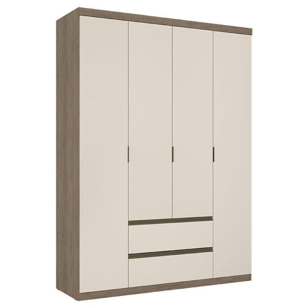 Guarda Roupa Solteiro Nobre 4 Portas Rustic Off White Acetinado - Thb