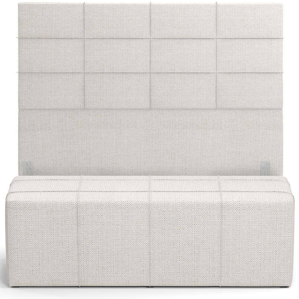 Kit Cabeceira Cama Box Casal 140cm Com Calçadeira Roma W01 Linho Champagne - Lyam