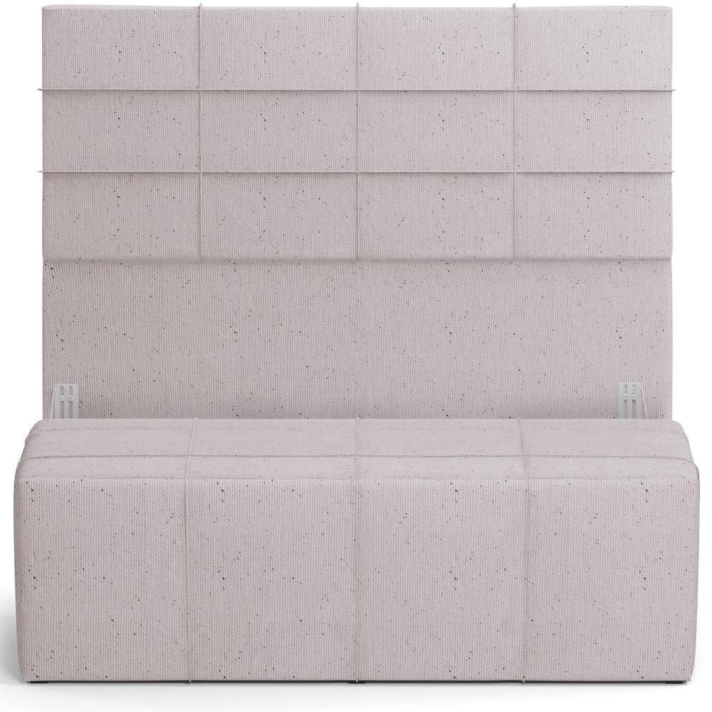 Kit Cabeceira Cama Box Casal 140cm Com Calçadeira Roma W01 Linho Bege - Lyam