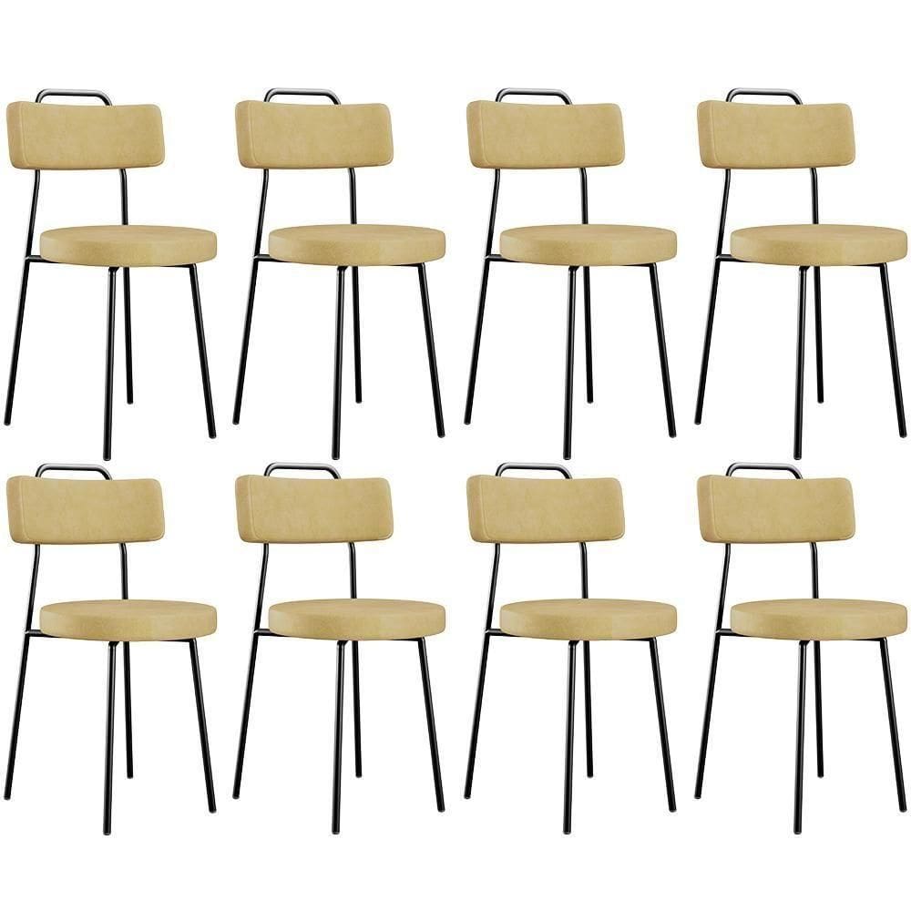 Kit 08 Cadeiras Decorativas Estofada Sala De Jantar Barcelona L02 Couríssimo Casco Fendi - Lyam Decor