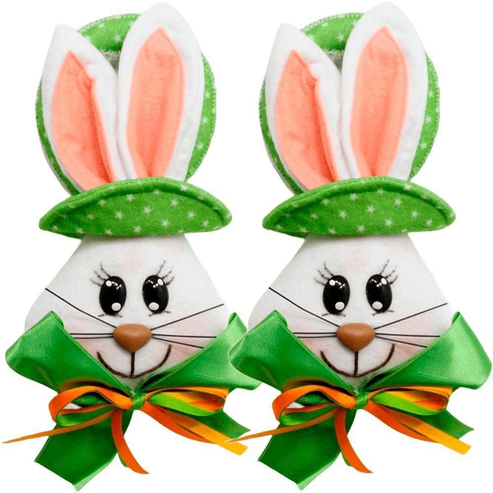 Kit 6 Pendente Páscoa Coelho Para Porta Verde Enfeite 23cm