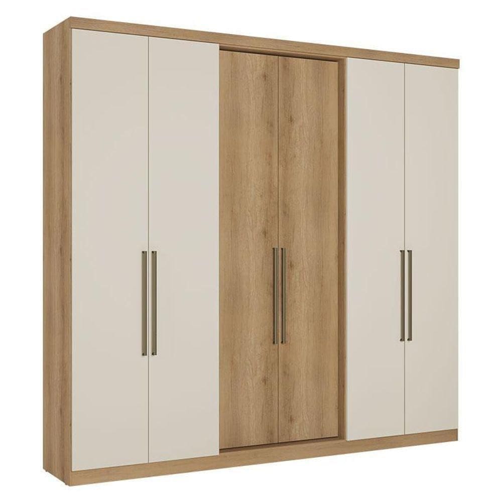 Guarda Roupa Casal Passione Ultra 6 Portas Capuccino Off White Acetinado - Thb