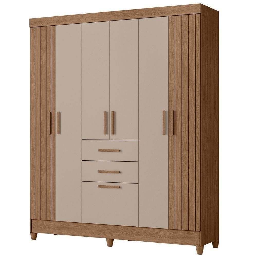 Guarda Roupa Casal 7p 165 Cm Malta Carvalho Fendi Friso Moval