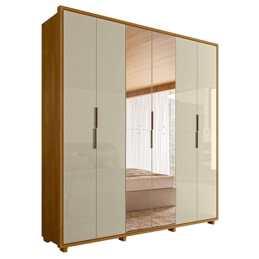 Guarda Roupa Casal Matisse 6 Portas Cumaru/opala Com Espelho - Madetec Cumaru/opala