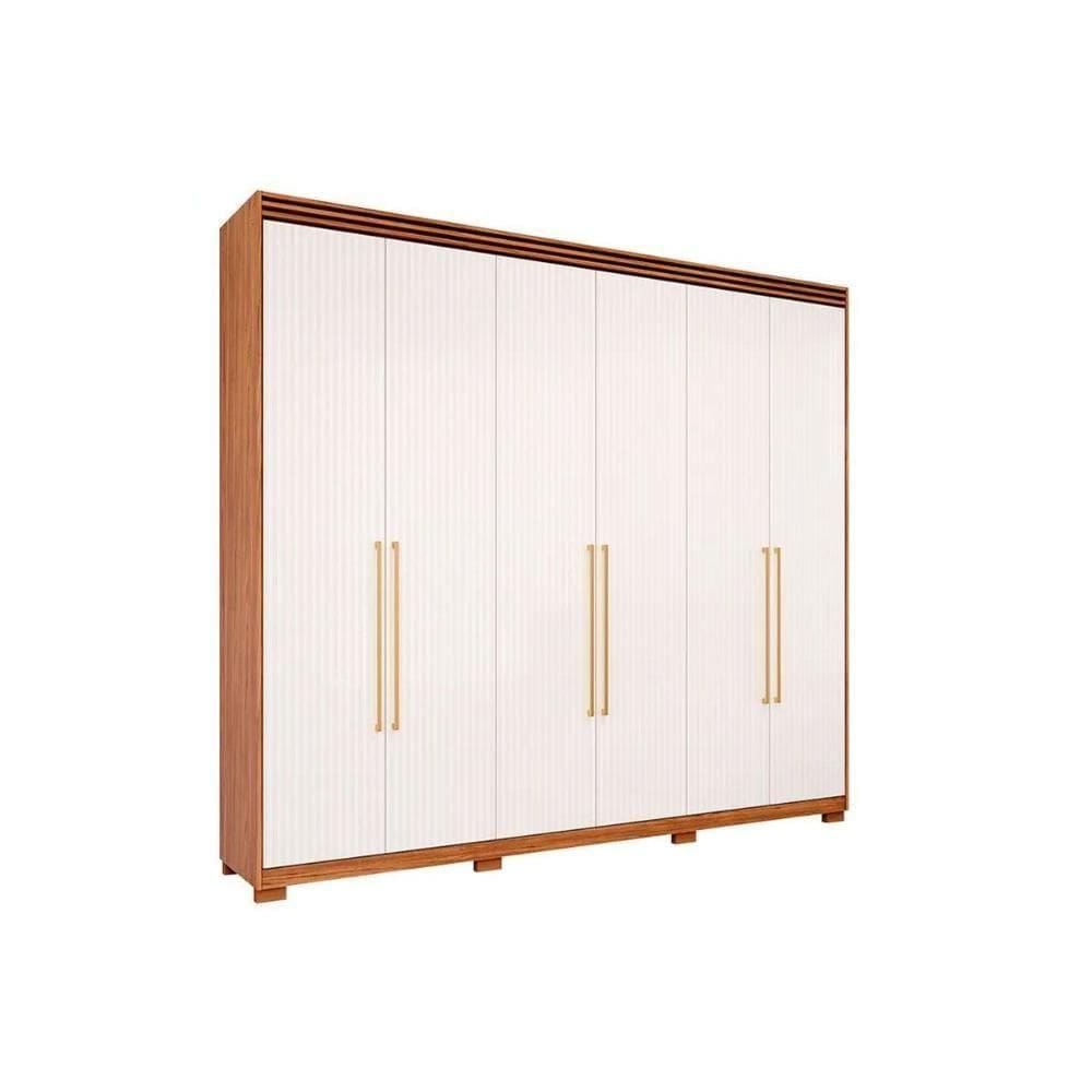 Guarda Roupa Casal 6 Portas E 5 Gavetas C- 1 Espelho Interno E Pés Aurora Cinamomo-grafiato - Panan