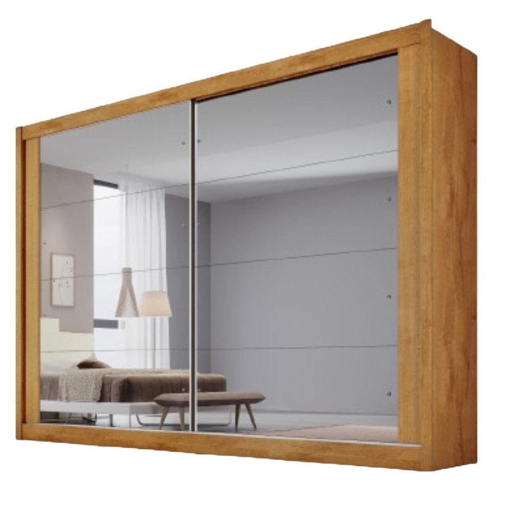 Guarda Roupa Creta 100% Mdf Com 2 Portas Espelhadas Peroba/off White/peroba